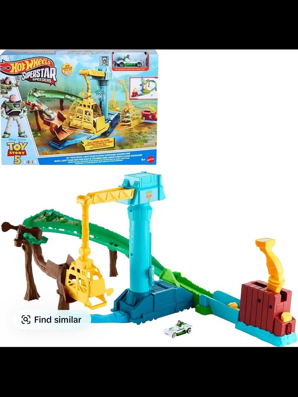 Toy Story 5 Hot Wheels Crane Launcher Playset - Blue & Yellow